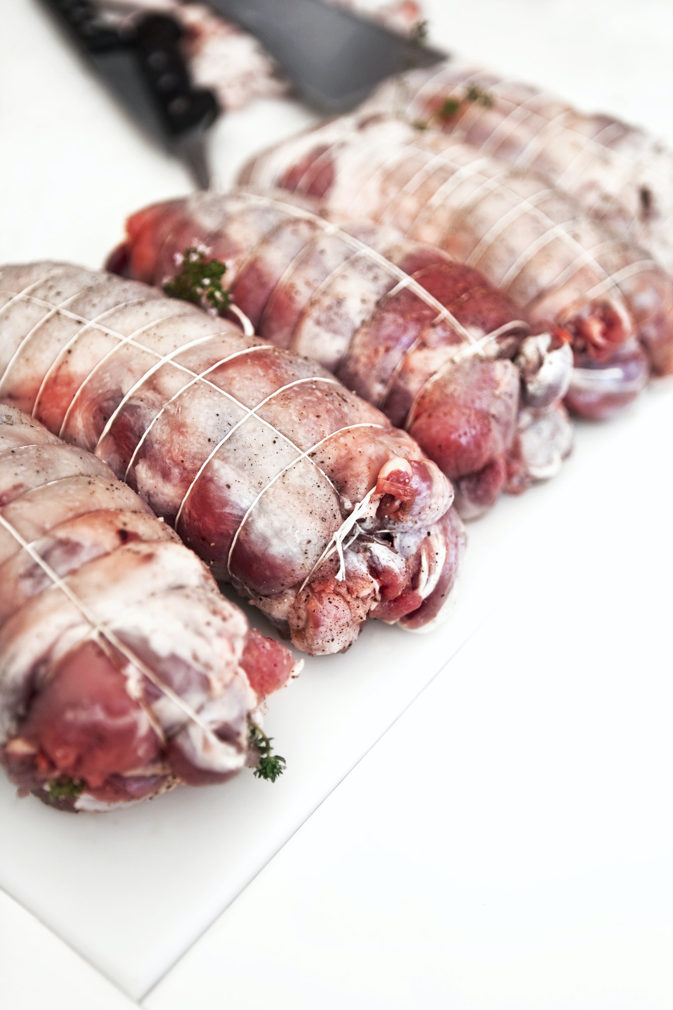 Details of veal roast in a butchery shop