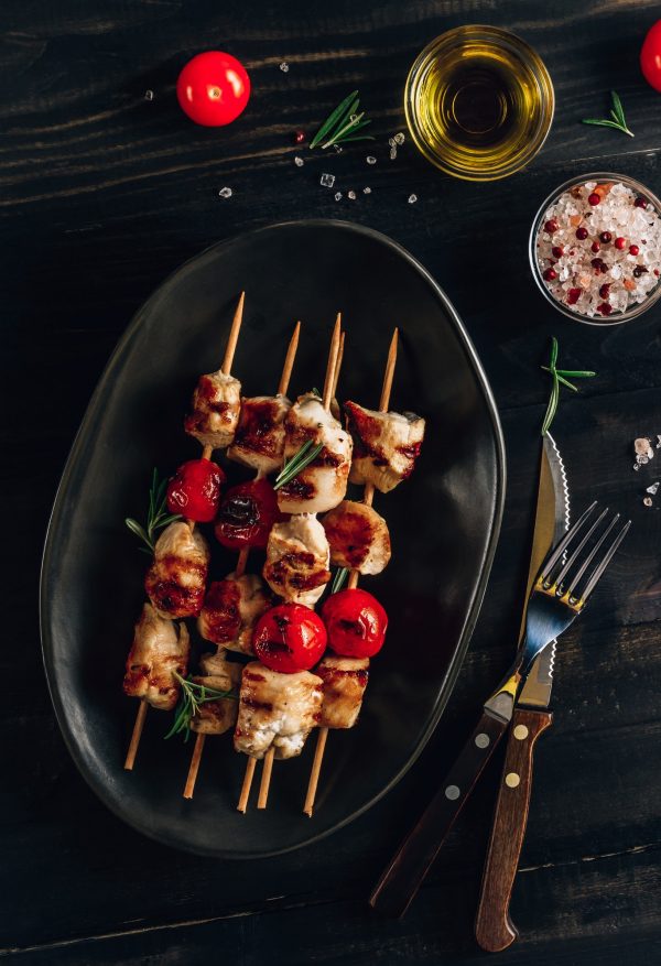 Grilled chicken skewers