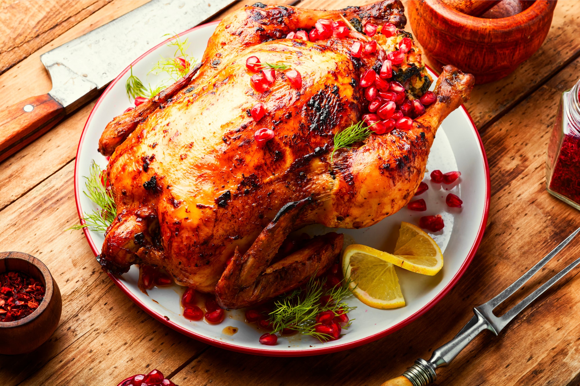 Roasted chicken on plate